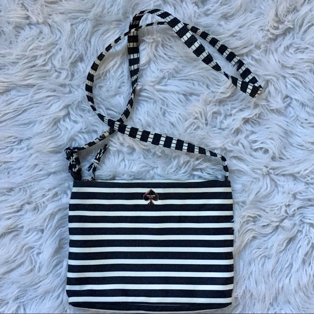 Kate Spade Black White  Striped Cammy Crossbody Bag_2